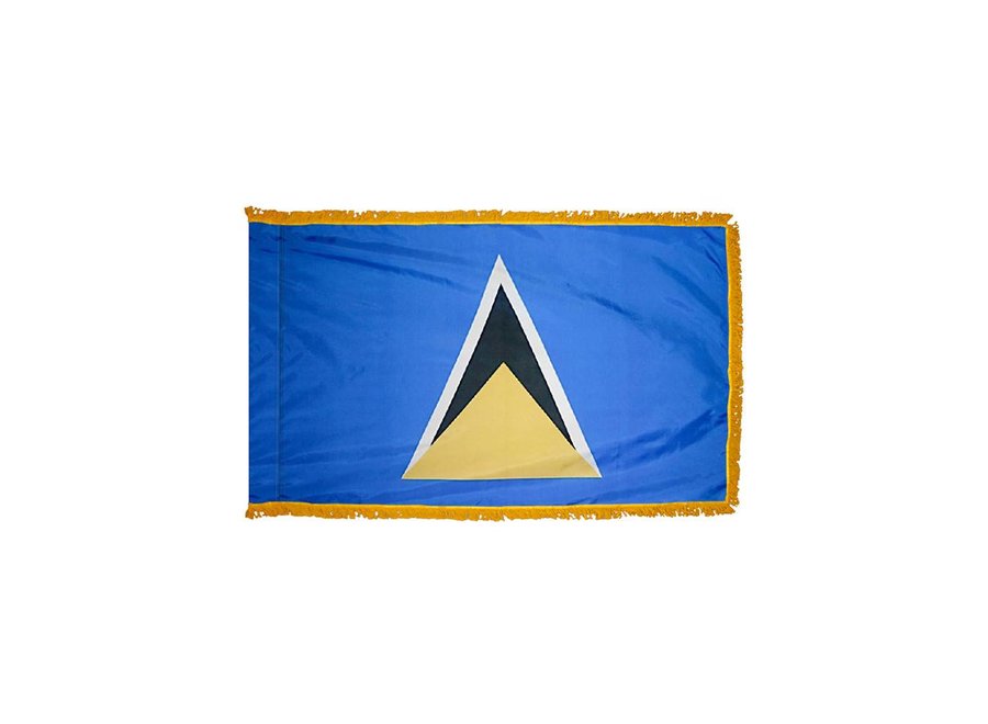 Saint Lucia Flag with Polesleeve & Fringe