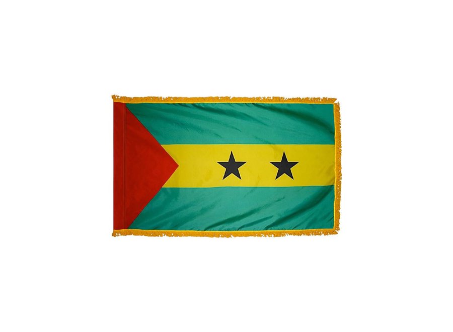 Sao Tome & Principe Flag with Polesleeve & Fringe