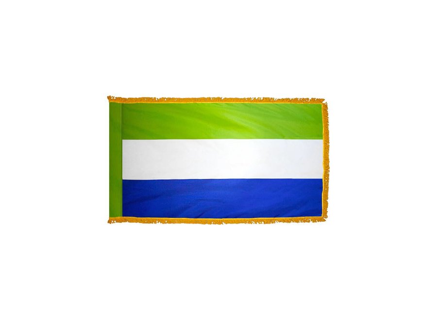 Sierra Leone Flag with Polesleeve & Fringe