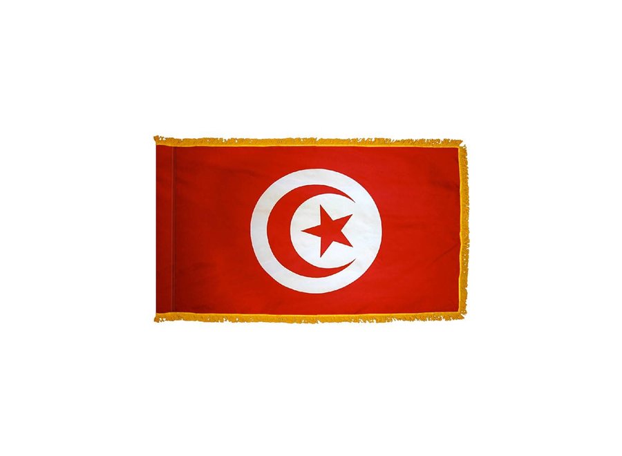Tunisia Flag with Polesleeve & Fringe