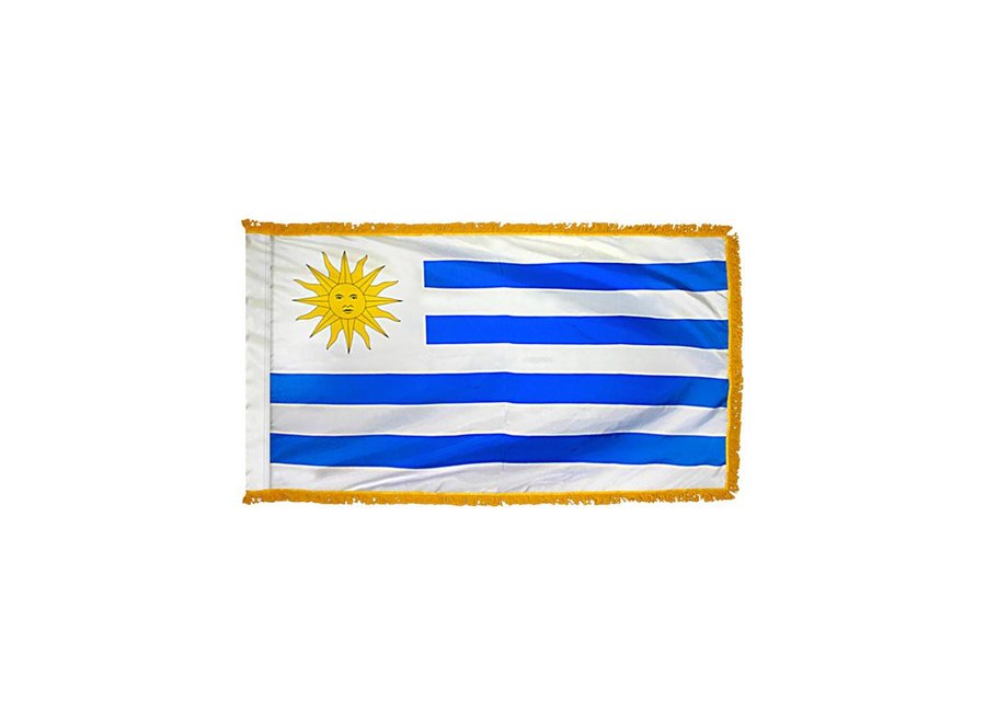 Uruguay Flag with Polesleeve & Fringe