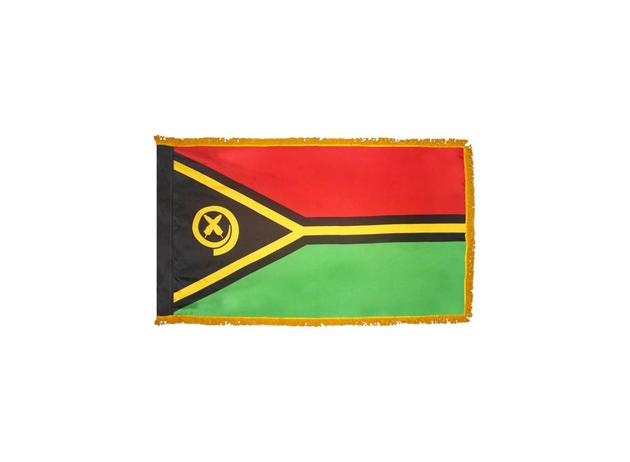 Vanuatu Flag with Polesleeve & Fringe