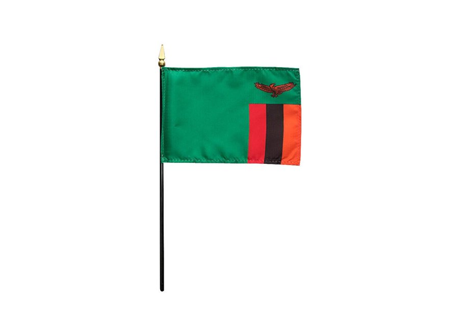 Zambia Stick Flag 4x6 in