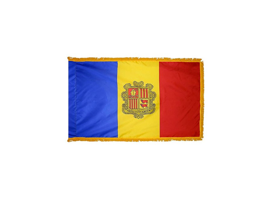 Andorra Flag with Polesleeve & Fringe