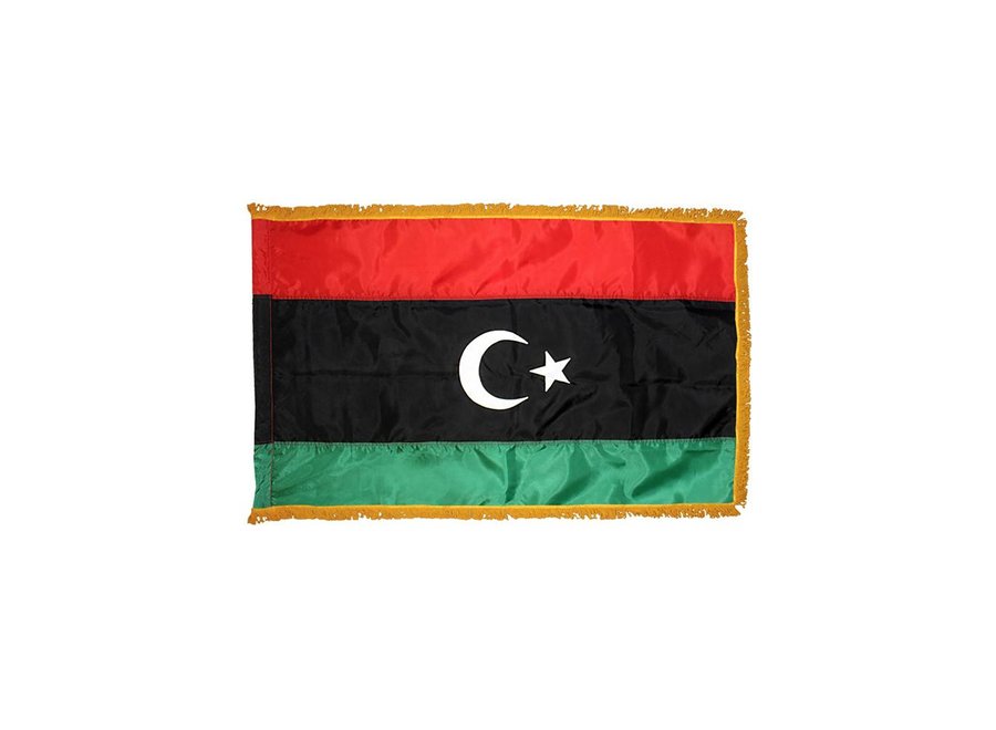 Libya Flag with Polesleeve & Fringe