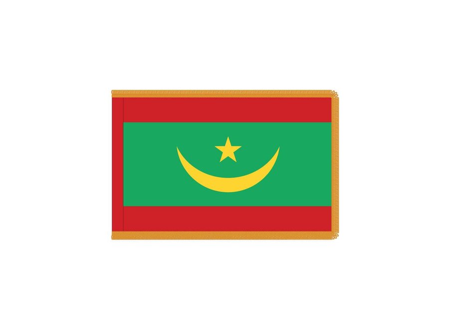 Mauritania Flag with Polesleeve & Fringe