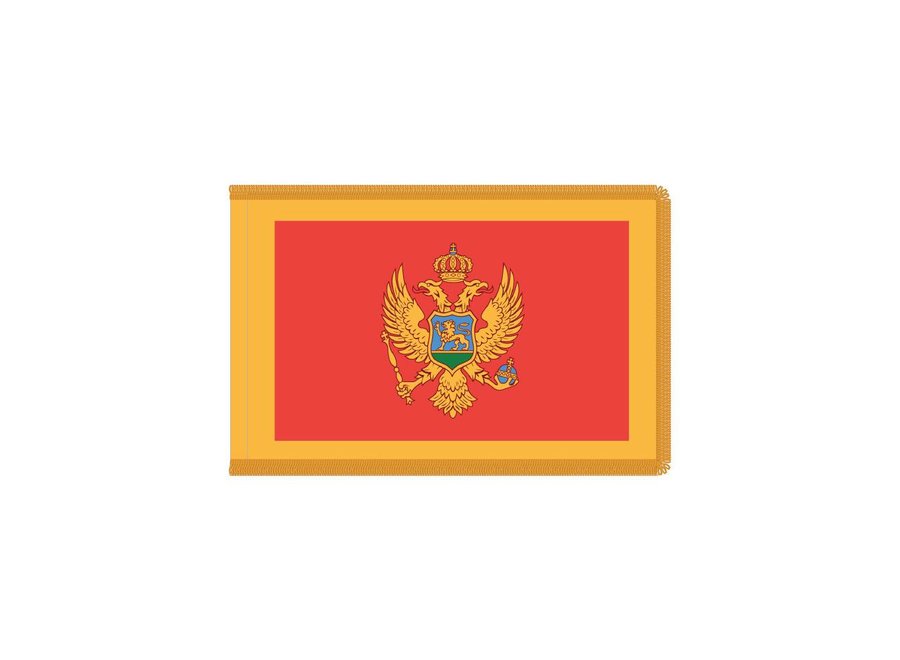 Montenegro Flag with Polesleeve & Fringe