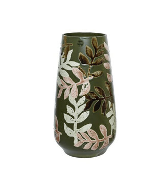 Vase céramique feuille vert 13"