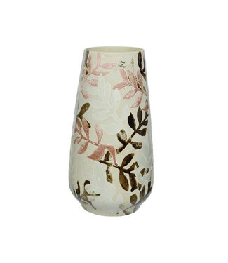 Vase céramique feuille blanc 13"