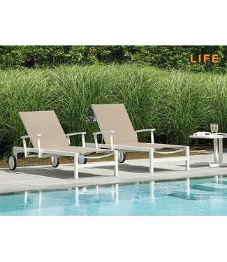 Life Outdoor Living Chaise longue Anabel blanc taupe