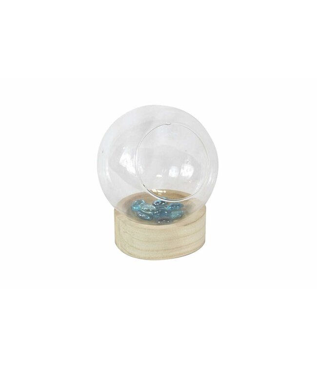 Terrarium rond avec base de bois 6 po