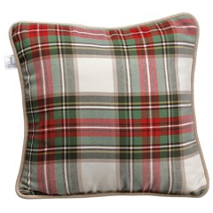 Coussin carreaux rouge vert blanc