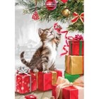 Drapeau chaton sous l'arbre de Noël