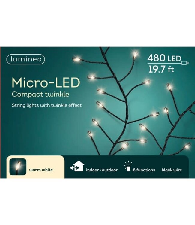 Lumière led twinkle micro 480L noir/chaud (19,7pieds)