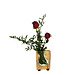 Vase de verre et base de bois 9 pouces