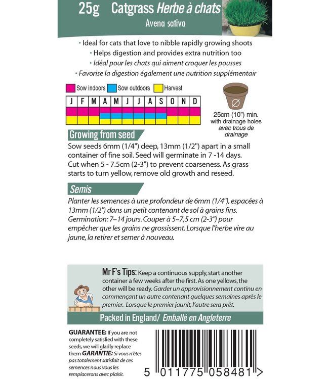 Mr. Fothergill's Herbe à chats Avena sativa