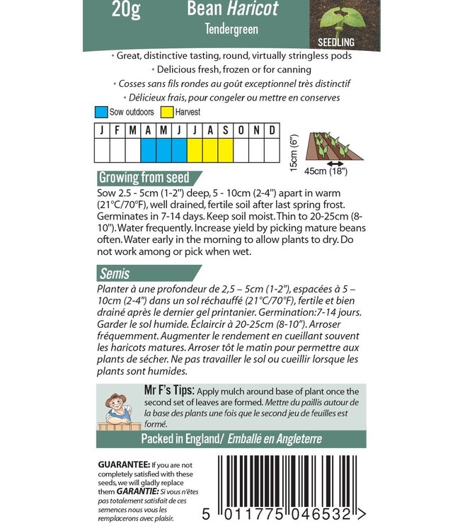 Mr. Fothergill's Haricot (buisson) Tendergreen