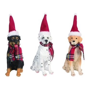 Figurine Rottweiler chapeau de Noël et foulard