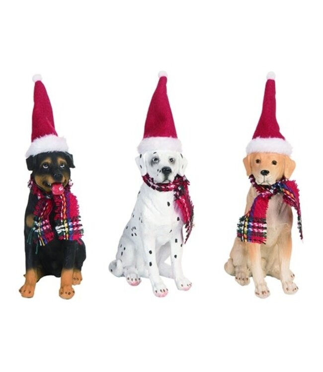 Figurine Rottweiler chapeau de Noël et foulard