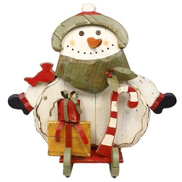 Bonhomme De Neige En Bois 39 5 Po Signe Garneau