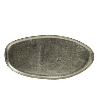 Assiette ovale en aluminium argent