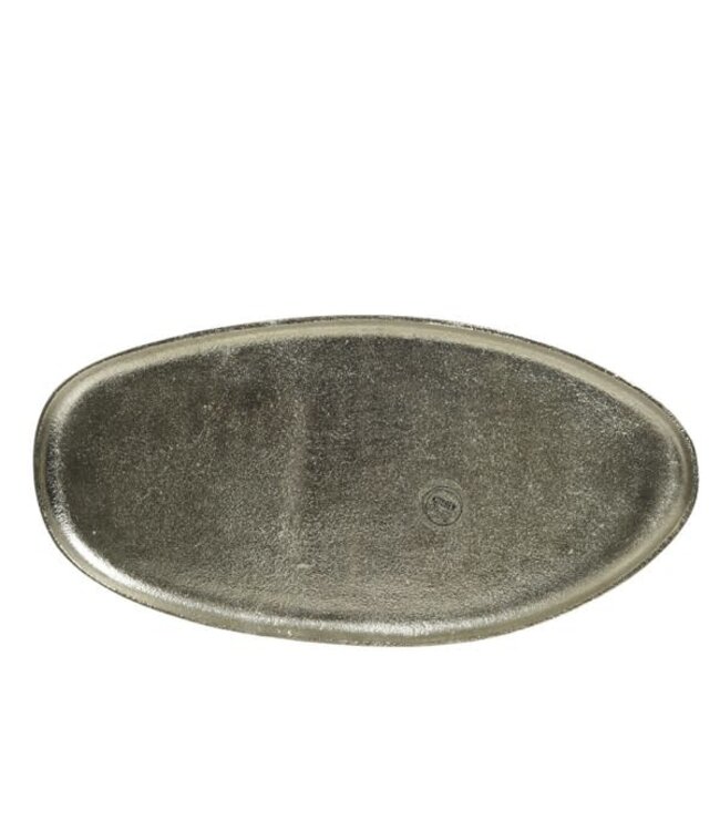 Assiette ovale en aluminium argent