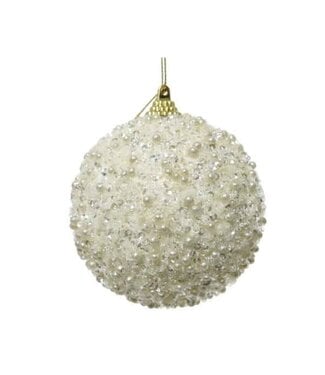 Boule de Noël blanche perlée