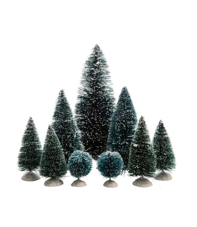 Ensemble de 9 sapins enneigés | Décor de Noël enchanté