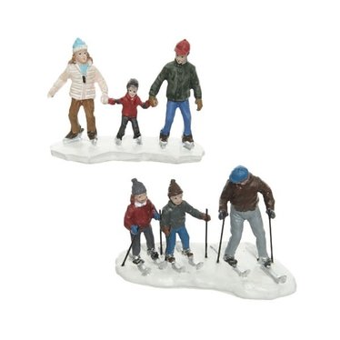 Ensemble de 2 figurines famille patins et skis