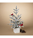 Sapin enneigé avec cardinal dans pot 24po H