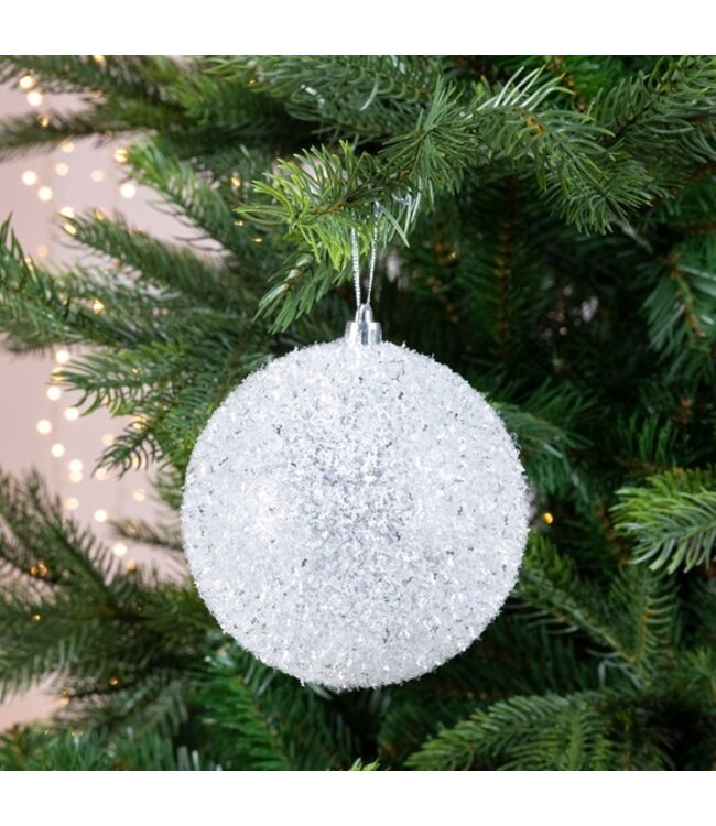 Boule à paillettes blanc et argent | Élégance pour le sapin