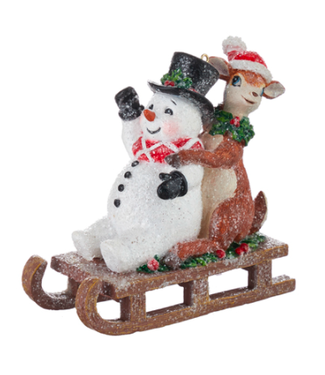 Ornement bonhomme de neige et cerf en traineau