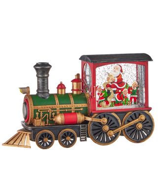 Père-Noël dans un train musicale illuminé