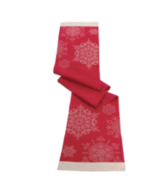 Chemin de table rouge et flocons 72 po