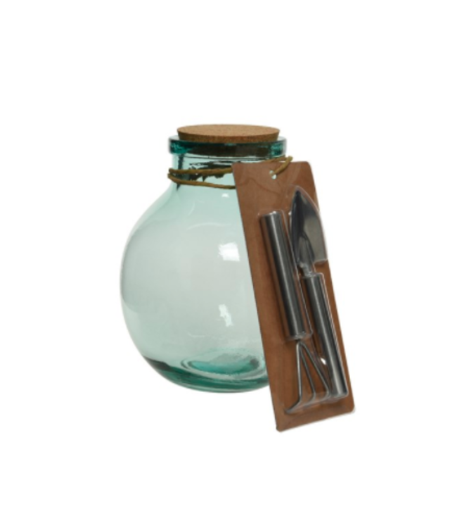 Terrarium avec pelle et râteau 12 po | Pour un jardin vert miniature et pratique