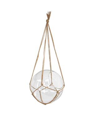 Terrarium rond suspendu style macramé