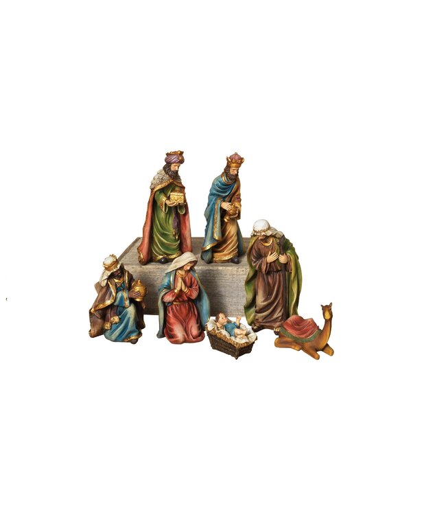 Ensemble de 7 personnages de crèche en résine