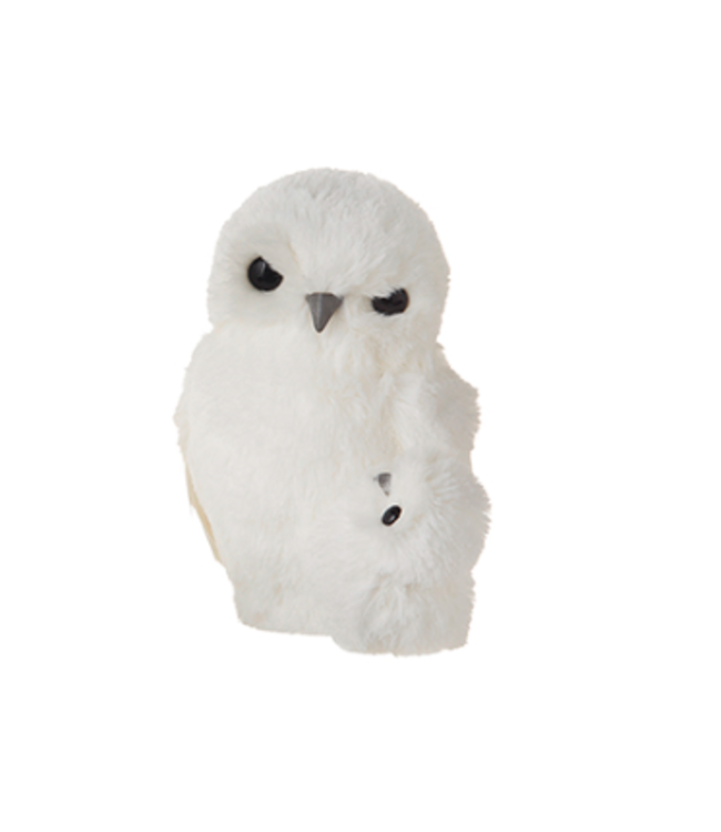 Ornement maman et bébé hiboux blanc