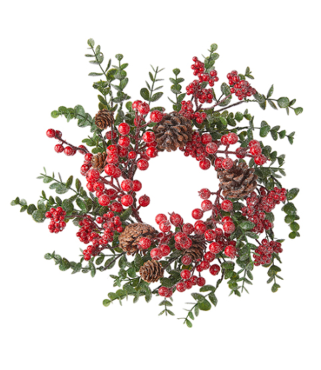 Mini couronne baies et eucalyptus givrée 14 po