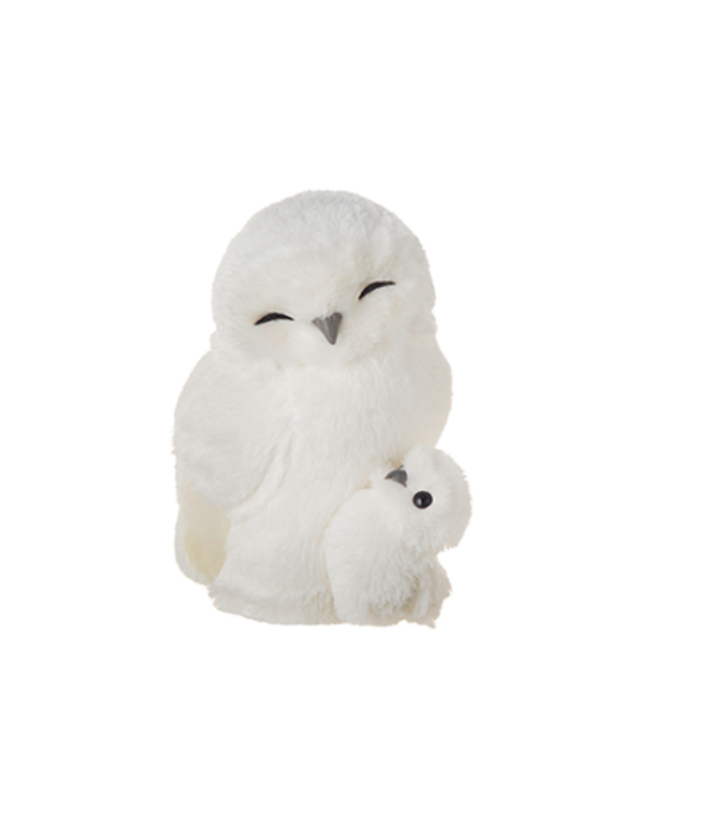 Ornement maman et bébé hiboux blanc