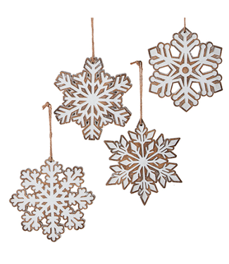 Ornement flocons blanc et brun
