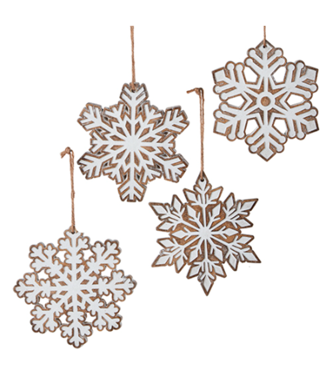 Ornement flocons blanc et brun
