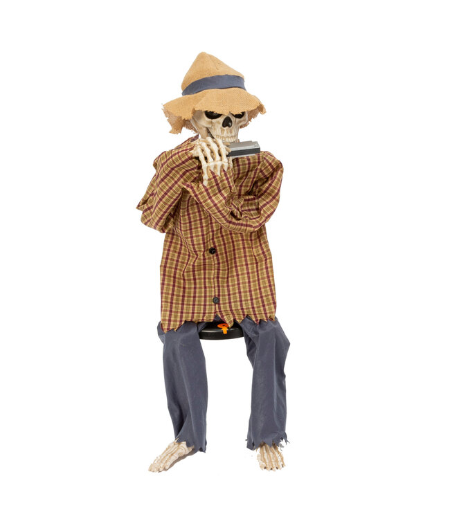 Squelette jouant de l'harmonica