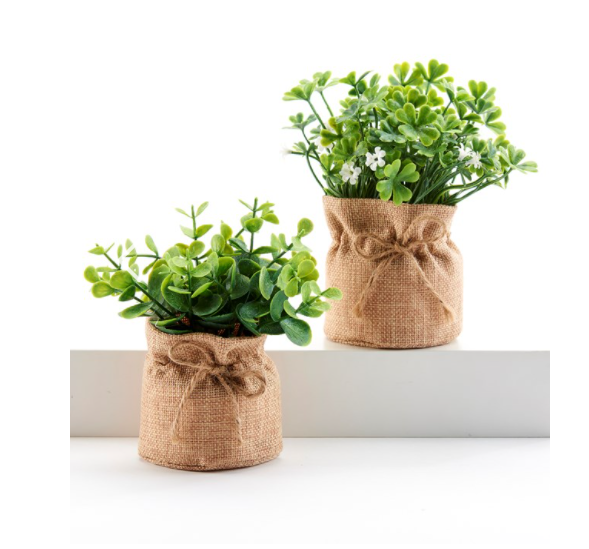 Plante artificielle pot en toile de jute - 2 modèles - My Kozy Shop