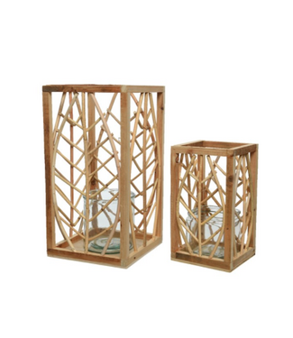 Lanterne de rotin motif feuilles
