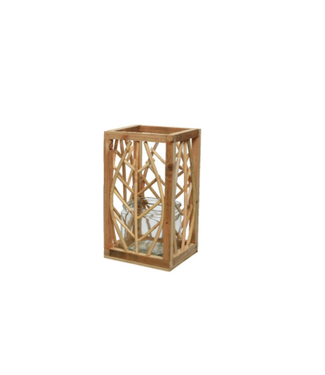 Lanterne de rotin avec motifs de feuilles