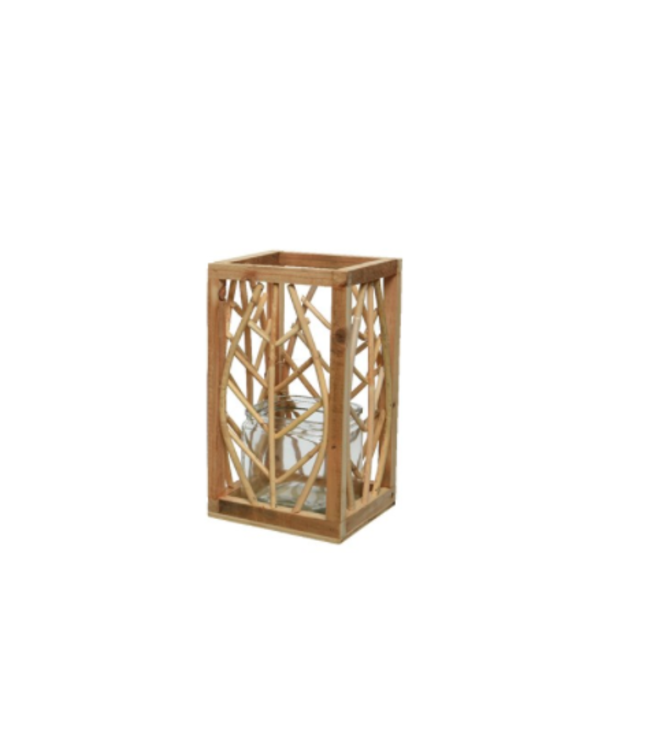 Lanterne de rotin avec motifs de feuilles