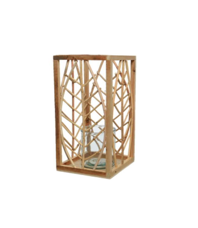 Lanterne de rotin motif feuilles | Accessoire décoratif chaleureux pour la maison