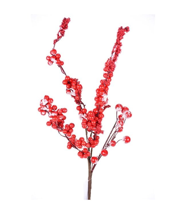 Pic de baies rouge enneigé | Accessoire décoratif festif