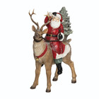Figurine Père-Noël sur renne avec sapin